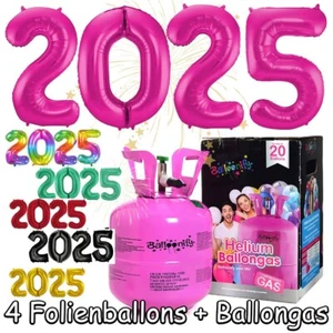 BALLONGAS + FOLIENBALLONS 2025 Silvester Neujahr Folienballon Party Deko Helium - Bild 1 von 20