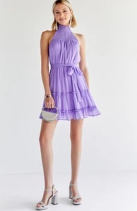 Francesca's NWT Tianna High Neck Ruffle Mini Dress - Lavender Size X Large - Picture 1 of 4