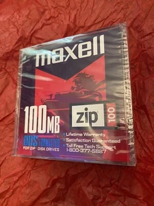 MAXELL 100MB ZIP DISK DOS Formatted Brand New, Sealed Blank Media - Afbeelding 1 van 3
