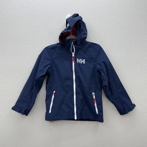 Helly Hansen Navy Blue Rigging Rain Full Zip Jacket 41591M Boys Youth sz 152/12 - Picture 1 of 11