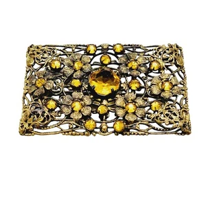 Vintage Czech Glass and Brass Brooch (A1332) - Picture 1 of 3