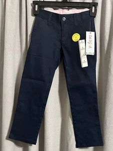 Cat & Jack Girls Size 4 Pants, Chino School Uniform, Adjustable Waist, Navy Blue - Picture 1 of 11