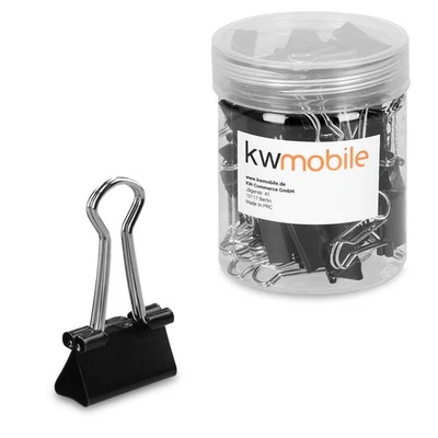 KWMOBILE 50x Foldback Klammern Vielzweckklammer Büro Dokumenten Clips Maul Klemmen