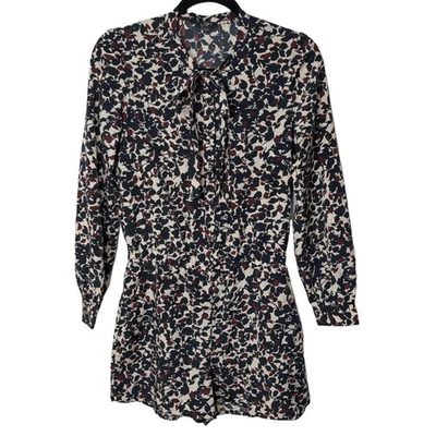 Mameluco Ann Taylor Loft Manga Larga Corbata y Botón Frontal Cintura Elástica Talla 00  Foto 1 de 4