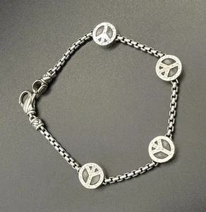 Unusual JAI John Hardy Sterling Silver Round Box Link Chain Peace Bracelet 7.25” - Picture 1 of 9