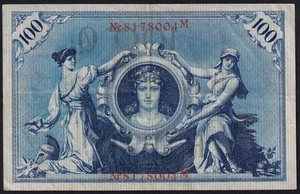 Germany 100 Mark 1908 Vintage Old Paper Money Banknote Currency Note Pick 33a VF - Picture 1 of 2