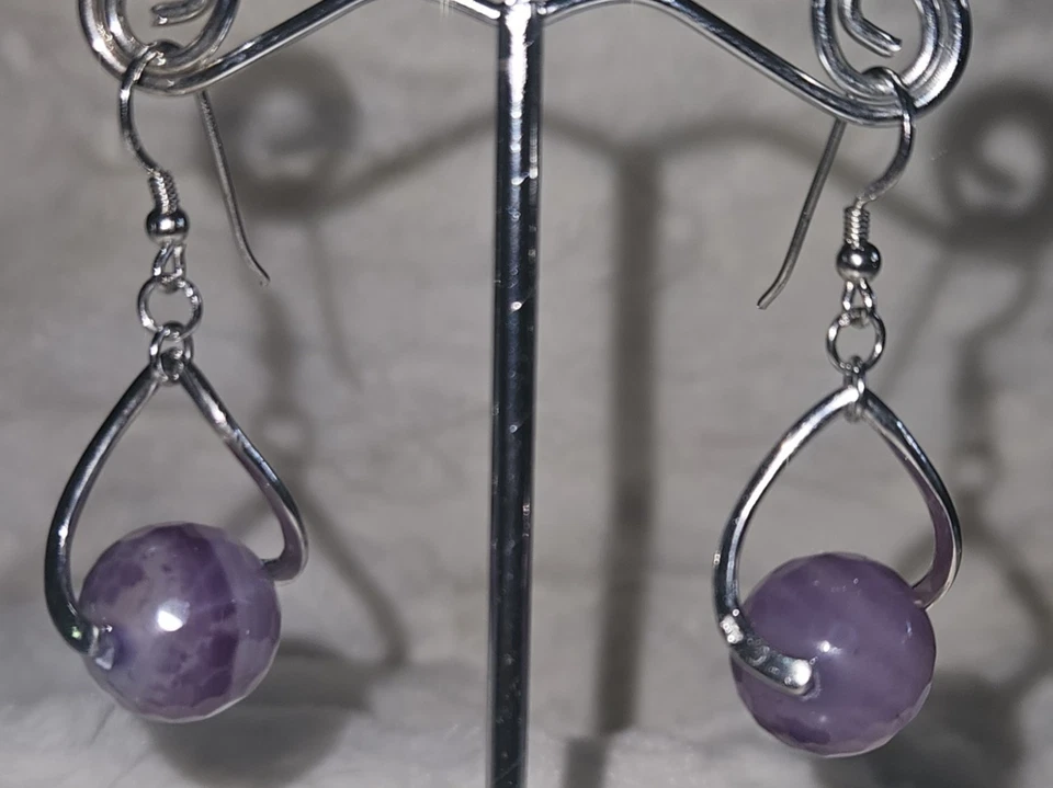 Orecchini in Agata Fucsia Tinta e Argento 925  - Immagine 1 di 1