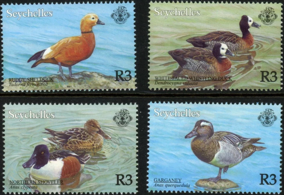 Sellos Seychelles Birds/Shelduck/Whistling Duck/Pala/Garganey 4v SC MNH Foto 1 de 1