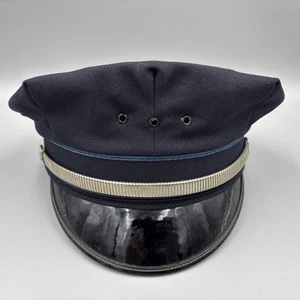 Police Hat Cap Captain 8 Point Silver Keystone Uniform 7 1/8 Vintage Officer - Picture 1 of 12