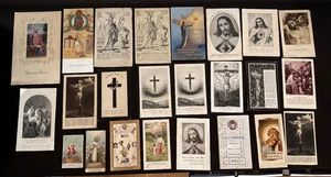 Antique Holy Prayer Card Lot Jesus on the Cross, Saints, Lithographs, French - Picture 1 of 7