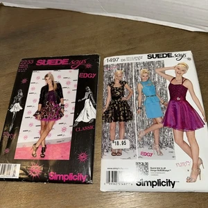 SIMPLICITY "SUEDE SAYS" SEWING PATTERN #1497 #2233 Lot Of 2 Flirty Dress Uncut - Picture 1 of 5