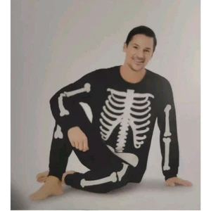 Skeleton Mens Glow In The Dark Adult Pajamas Size XL Costume Suit NEW PJ Place - Picture 1 of 5