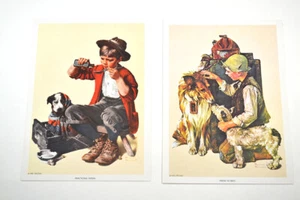 Norman Rockwell Lithograph Reprints Practicing Intern and Friend in Need 5 X 7 - Picture 1 of 4