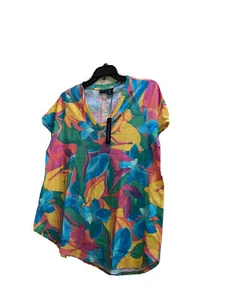 Tahari plus short sleeve v- Neck multicolor Size 2x round hem for women - Picture 1 of 11