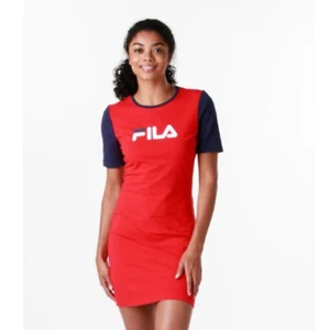 FILA Roslyn Bodycon Kurzarm Kleid Rundhals Minikleid Rot Blau Medium - Bild 1 von 11