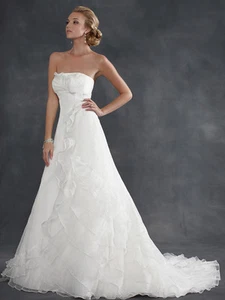 đŸ’•$1399đŸ’•CASABLANCA DIAMOND COUTURE 4 IVORY WATERFALL RUFFLE WEDDING DRESS GOWN - Picture 1 of 5