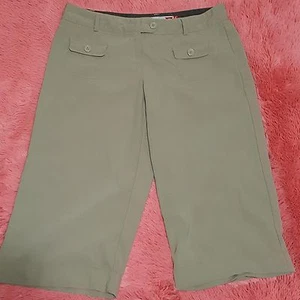 GUESS Sz 15 Capri Pants Brown Cuffed 4 Pockets Lightweight Travel Gauchos Junior - Foto 1 di 8