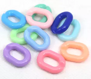 100 Mixed Color Acrylic Oval Linking Rings Open Chain Beads 20X14mm Kid Crafts - Bild 1 von 6