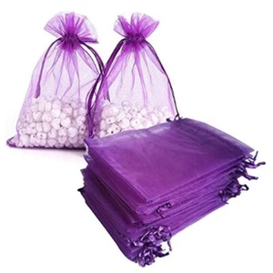 50pcs Organza Drawstring Gifts Bags for Jewelry Women,Coin, 5x7 Inches Purple - Picture 1 of 8