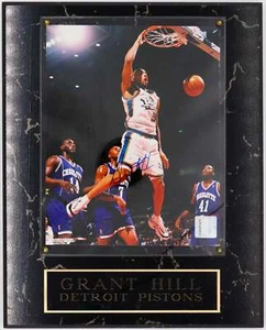 NBA and Duke Superstar Grant Hill Autographed Photo Mounted on Simulated Marble - Picture 1 of 2