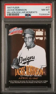 1997 FLEER MILLION DOLLAR MOMENTS JACKIE ROBINSON PSA 8 - Picture 1 of 1