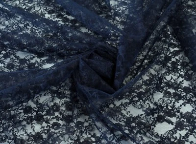 RASCHEL SPITZE Tüllspitze fest Meterware kleine Blüten Kobalt NAVY EUR 5,98/m - Bild 1 von 3