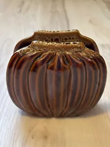 Vtg Brown Ceramic Napkin Holder W/Pumpkin Design - Picture 1 of 7