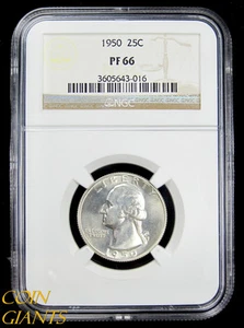 1950 PROOF Washington Quarter NGC PF 66 GEM+ Key Date PQ High Grade Rare Coin - Picture 1 of 4
