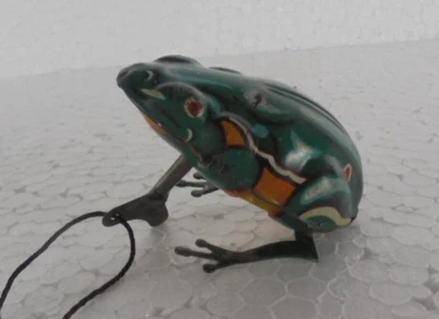 Grenouille Sauteuse Vintage À Remontage Colorée En Tôle, Japon? - Photo 1/4
