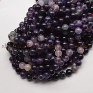 Natural 9/10/11mm Purple Multicolor Fluorite Round Gems Loose Beads 15" Strand - Picture 1 of 10