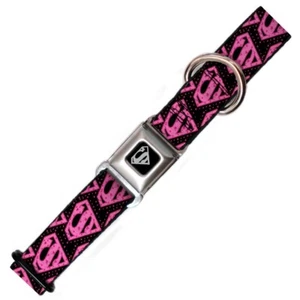 NEW DESIGNER DOG COLLAR - SUPERMAN WITH LOVE - LARGE WIDE - BUCKLE-DOWN - Picture 1 of 4
