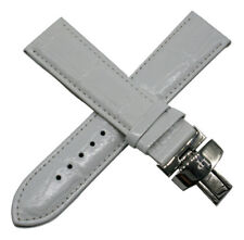 Lucien Piccard 22MM Alligator Grain Genuine Leather Watch Strap 7.5" WHITE