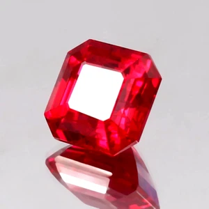 Pietra Preziosa Sciolta Certificata 5,65 Ct BURMA Sangue di Piccione Rosso Rubino Taglio Asscher - Foto 1 di 5