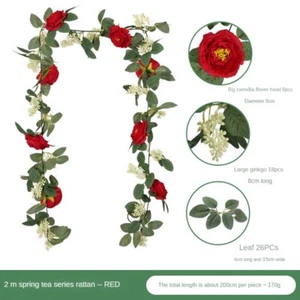 2Pcs Artificial Camellia Vine Silk Flowers Wedding Arch Party Decor - Picture 1 of 15