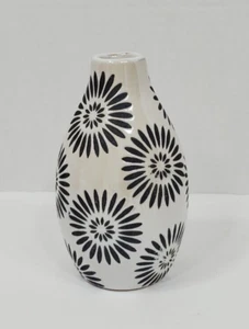 Irridescent Bud Vase with Relief Dark Gray Flowers Design - Picture 1 of 10