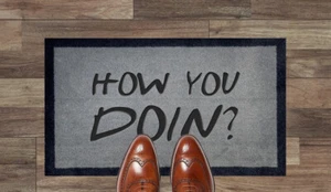 How You Doin? Friends Joey Fans Coir Synthetic Nylon Light Grey Brown Cream Gree - Picture 1 of 26