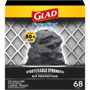 Glad ForceFlex + Large Drawstring Black Trash Bags - 30gal/68ct - Picture 1 of 18