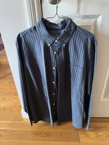 Gap Mens Size XL 1969 Button Up Blue W/Black Stripes Dress Shirt Button Collar - Picture 1 of 7