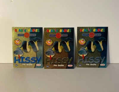 TY Beanie Baby TRADING CARDS - Series 2 - Birthday HISSY - Blue, Green, Silver - Image 1 of 2