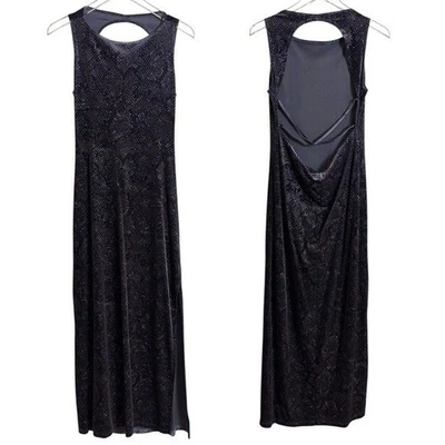 Maxi Vestido Grande Vintage Años 90 Colección Y2K Unity Estampado Serpiente Terciopelo Espalda Abierta Foto 1 de 4