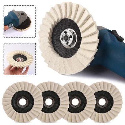 4x Polierscheibe 125mm Polierfächerscheibe Winkelschleifer Fächerscheiben Filz - Bild 1 von 4