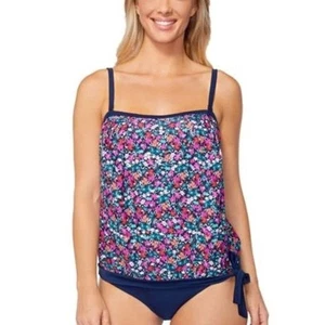 Island Escape Coral Gables Convertible Tankini Top Regal BH Floral Navy Blue 12 - Bild 1 von 7