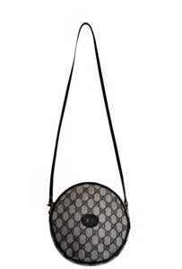 Vintage 1980's Gucci GG Round Canteen Crossbody Purse Navy/Ivory - Bild 1 von 14