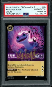 2024 Disney Lorcana Bruni Fire Salamander #40 Kendall Hale Firmado PSA AUTO 10 - Imagen 1 de 2