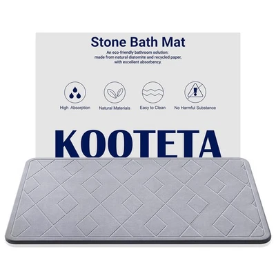 KOOTETA STONE BATH MAT DIATOMACEOUS EARTH, MAT 23.5X15” GRAY-DIAMOND SHAPE - Image 1 of 4