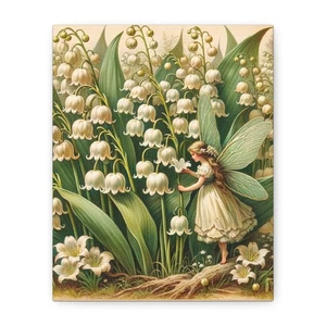 Vintage Botanisches Maiglöckchen Leinwand Kunstdruck, Cottagecore Wanddeko  - Bild 1 von 8