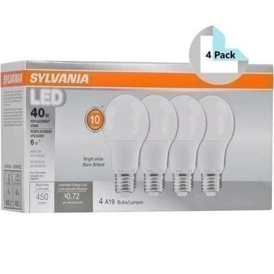 Sylvania 79703 (4 Pack) LED Household Light Bulbs - 3500K, E26, 6W=40W, 120V - Image 1 of 4