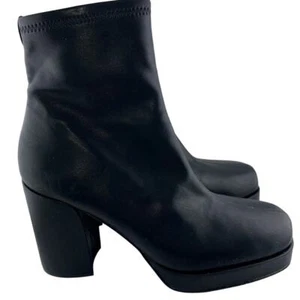 NEW Anne Klein Sloane Black Vegan Leather Block Heel Ankle Boots Size 10M - Picture 1 of 6