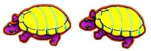 turtle fabric applique iron on stripe not embroidered 2.5 inch 2pc - Picture 1 of 2
