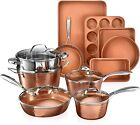 Gotham Steel Hammered Copper Collection 15 Piece Premium Cookware & Bakeware Set